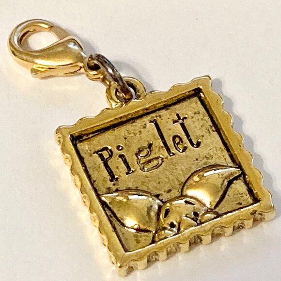 Vintage Disney Piglet Clip On Charm Gold Plated Zipper Purse Winnie the Pooh - Picture 3 of 9